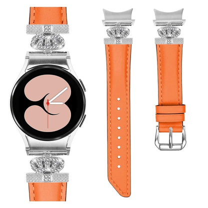 Wristband for Samsung Galaxy Watch6 40mm 44mm / Watch6 Classic 43mm 47mm Rhinestone Crown Connector Watch Strap with Silver Buckle