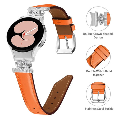 Wristband for Samsung Galaxy Watch6 40mm 44mm / Watch6 Classic 43mm 47mm Rhinestone Crown Connector Watch Strap with Silver Buckle
