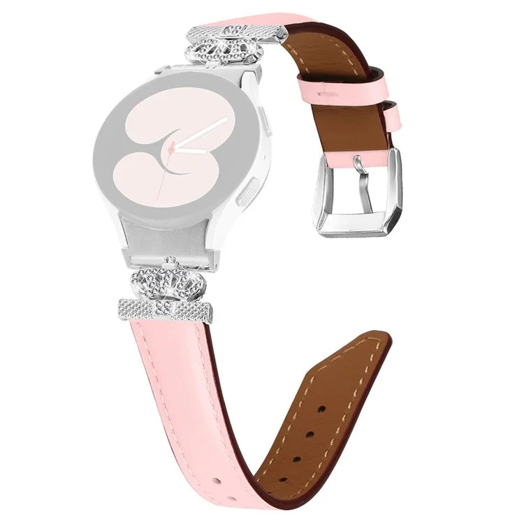 Wristband for Samsung Galaxy Watch6 40mm 44mm / Watch6 Classic 43mm 47mm Rhinestone Crown Connector Watch Strap with Silver Buckle