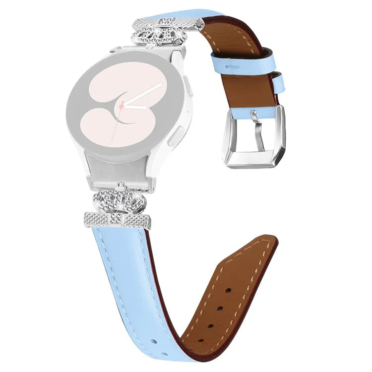 Wristband for Samsung Galaxy Watch6 40mm 44mm / Watch6 Classic 43mm 47mm Rhinestone Crown Connector Watch Strap with Silver Buckle