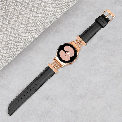 Watch Band for Samsung Galaxy Watch6 40mm 44mm / Watch6 Classic 43mm 47mm Rhinestone Crown Connector Bracelet with Rose Gold Buckle