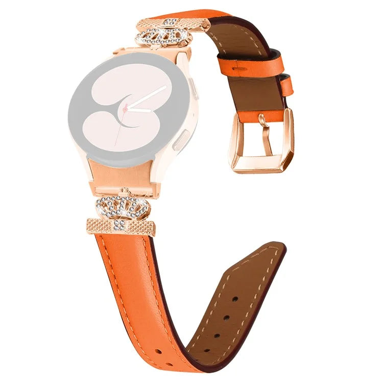 Watch Band for Samsung Galaxy Watch6 40mm 44mm / Watch6 Classic 43mm 47mm Rhinestone Crown Connector Bracelet with Rose Gold Buckle