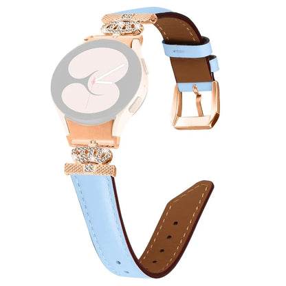 Watch Band for Samsung Galaxy Watch6 40mm 44mm / Watch6 Classic 43mm 47mm Rhinestone Crown Connector Bracelet with Rose Gold Buckle