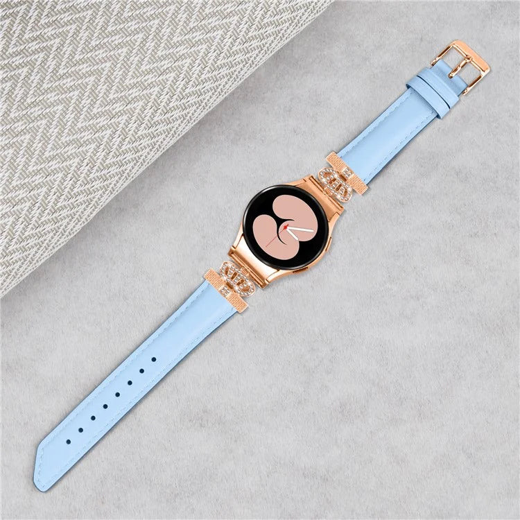 Watch Band for Samsung Galaxy Watch6 40mm 44mm / Watch6 Classic 43mm 47mm Rhinestone Crown Connector Bracelet with Rose Gold Buckle