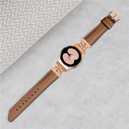 Watch Band for Samsung Galaxy Watch6 40mm 44mm / Watch6 Classic 43mm 47mm Rhinestone Crown Connector Bracelet with Rose Gold Buckle