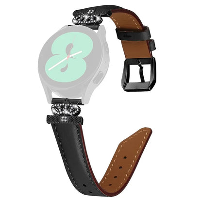 Crown Rhinestone Band for Samsung Galaxy Watch3 41mm 45mm / Watch 5 40mm 44mm , Slim 20mm Watch Strap with Black Buckle