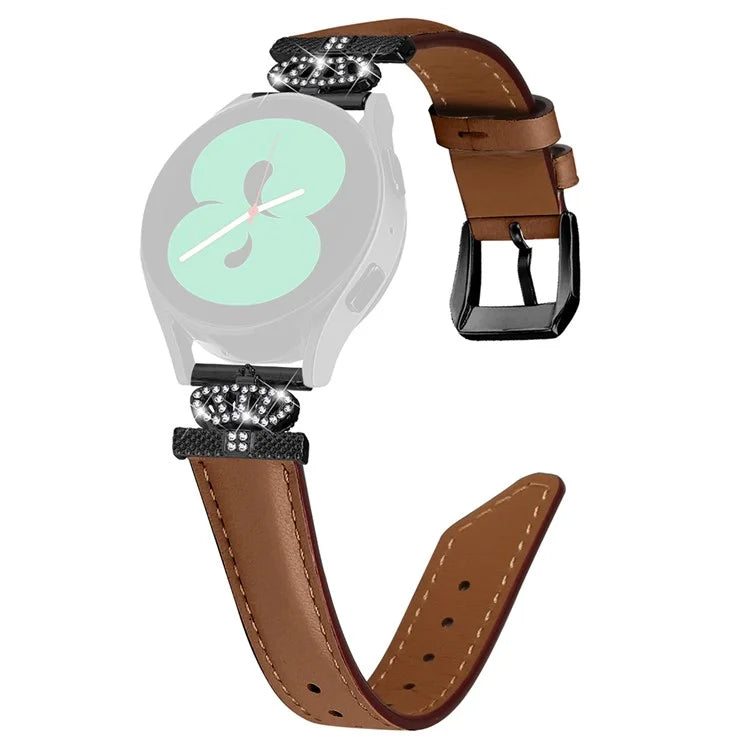 Crown Rhinestone Band for Samsung Galaxy Watch3 41mm 45mm / Watch 5 40mm 44mm , Slim 20mm Watch Strap with Black Buckle