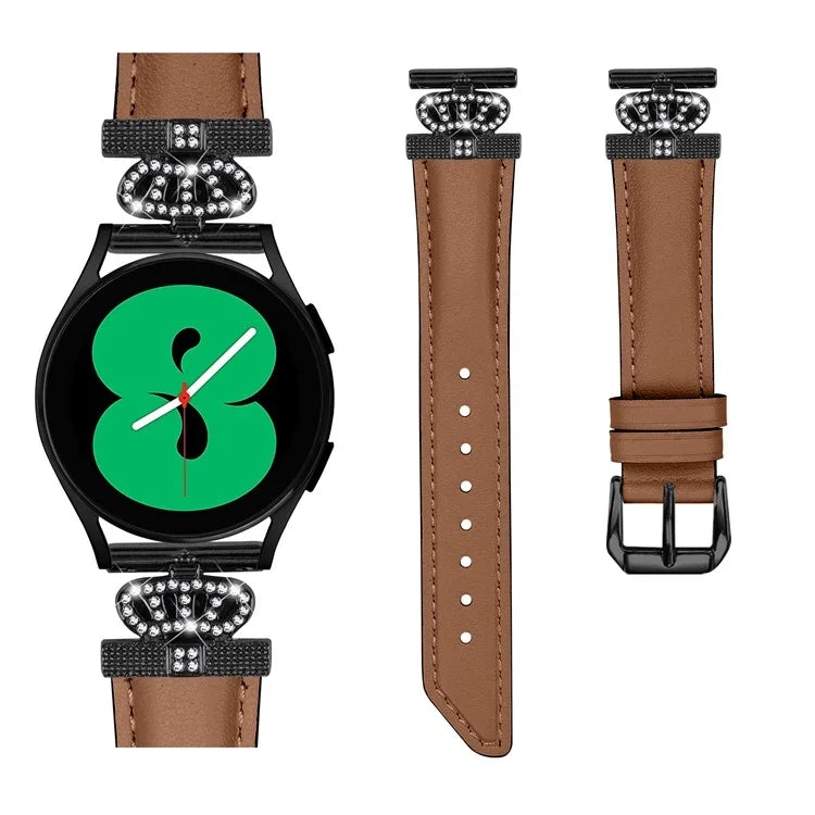 Crown Rhinestone Band for Samsung Galaxy Watch3 41mm 45mm / Watch 5 40mm 44mm , Slim 20mm Watch Strap with Black Buckle