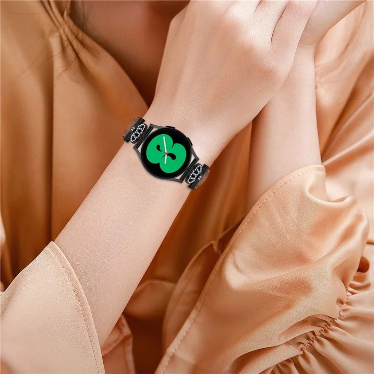 Crown Rhinestone Band for Samsung Galaxy Watch3 41mm 45mm / Watch 5 40mm 44mm , Slim 20mm Watch Strap with Black Buckle