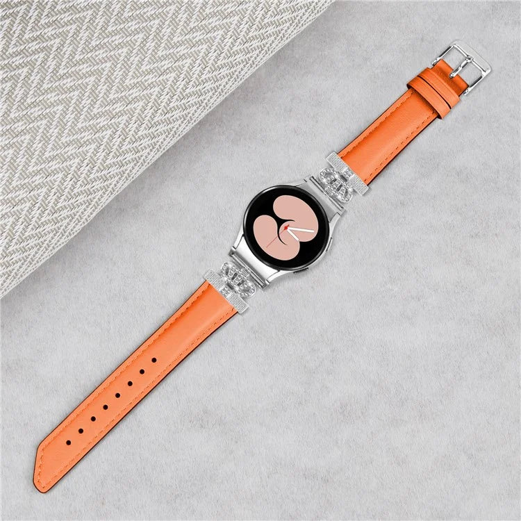 Rhinestone Band for Samsung Galaxy Watch 5 / Watch4 44mm 40mm Crown-shape Connector Watch Strap with Silver Buckle