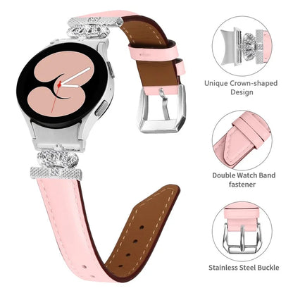 Rhinestone Band for Samsung Galaxy Watch 5 / Watch4 44mm 40mm Crown-shape Connector Watch Strap with Silver Buckle