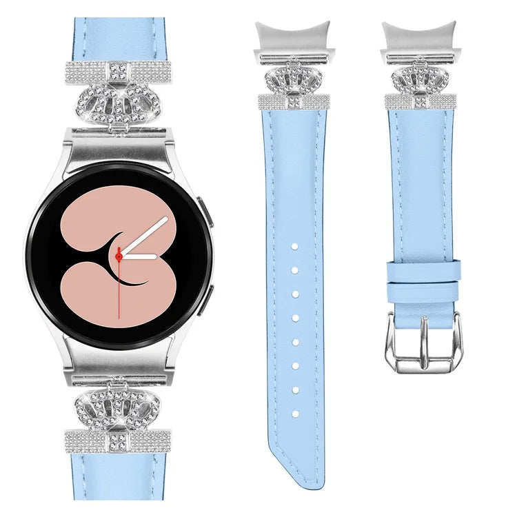 Rhinestone Band for Samsung Galaxy Watch 5 / Watch4 44mm 40mm Crown-shape Connector Watch Strap with Silver Buckle