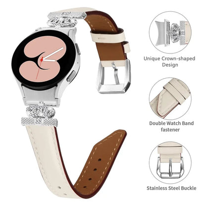 Rhinestone Band for Samsung Galaxy Watch 5 / Watch4 44mm 40mm Crown-shape Connector Watch Strap with Silver Buckle