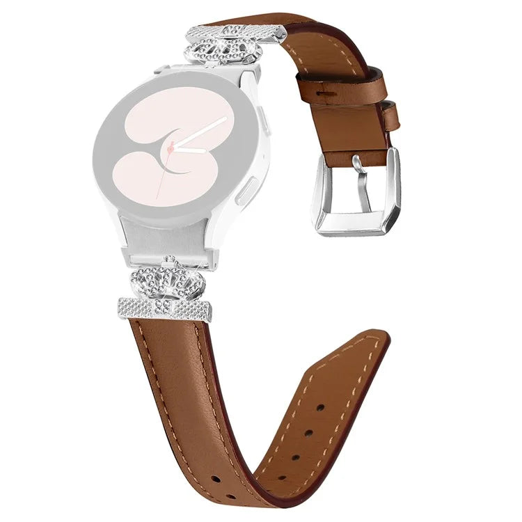 Rhinestone Band for Samsung Galaxy Watch 5 / Watch4 44mm 40mm Crown-shape Connector Watch Strap with Silver Buckle