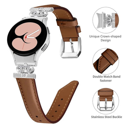 Rhinestone Band for Samsung Galaxy Watch 5 / Watch4 44mm 40mm Crown-shape Connector Watch Strap with Silver Buckle