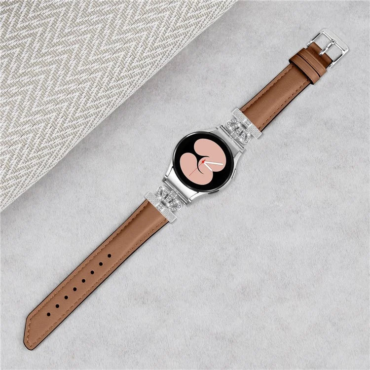 Rhinestone Band for Samsung Galaxy Watch 5 / Watch4 44mm 40mm Crown-shape Connector Watch Strap with Silver Buckle