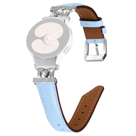Watch Band for Samsung Galaxy Watch 5 / Watch4 44mm 40mm Rhinestone M-shape Connector Bracelet Strap with Silver Buckle