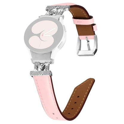 Watch Band for Samsung Galaxy Watch 5 / Watch4 44mm 40mm Rhinestone M-shape Connector Bracelet Strap with Silver Buckle