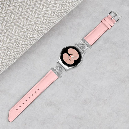 Watch Band for Samsung Galaxy Watch 5 / Watch4 44mm 40mm Rhinestone M-shape Connector Bracelet Strap with Silver Buckle