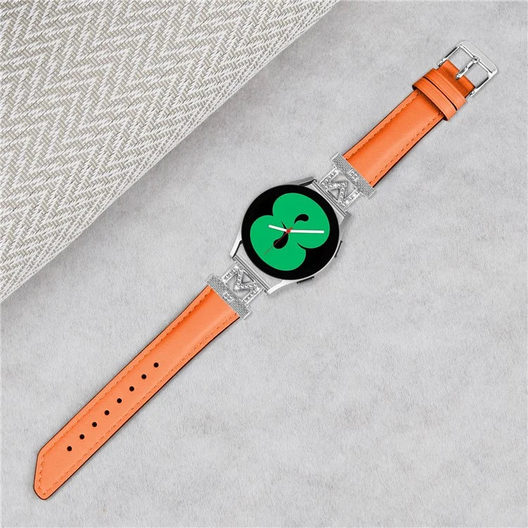 Watch Band for Samsung Galaxy Watch3 41mm 45mm / Watch 5 40mm 44mm , Rhinestone M-shape Design 20mm Slim Strap with Silver Buckle
