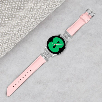 Watch Band for Samsung Galaxy Watch3 41mm 45mm / Watch 5 40mm 44mm , Rhinestone M-shape Design 20mm Slim Strap with Silver Buckle