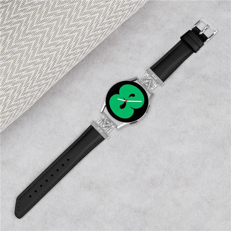 Watch Band for Samsung Galaxy Watch3 41mm 45mm / Watch 5 40mm 44mm , Rhinestone M-shape Design 20mm Slim Strap with Silver Buckle