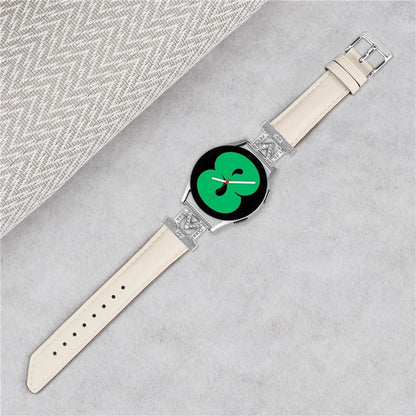 Watch Band for Samsung Galaxy Watch3 41mm 45mm / Watch 5 40mm 44mm , Rhinestone M-shape Design 20mm Slim Strap with Silver Buckle