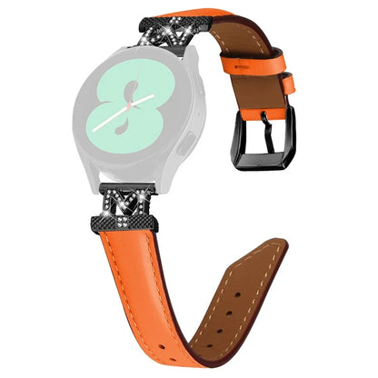 Rhinestone M-shape 20mm Band for Samsung Galaxy Watch3 41mm 45mm / Watch 5 40mm 44mm , Genuine Cow Leather Watch Strap with Black Buckle