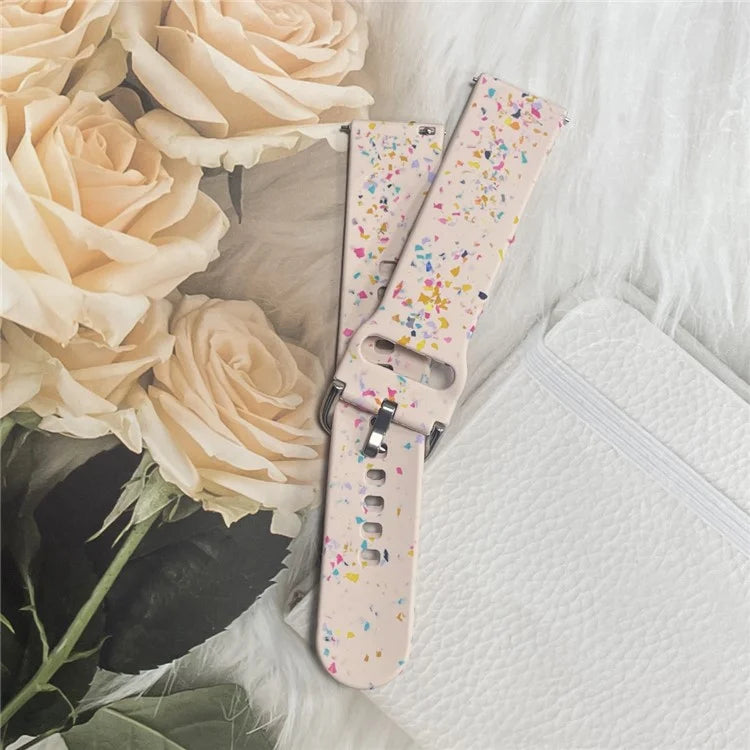 For Samsung Galaxy Watch3 45mm / Huawei Watch GT Watch Band 22mm Silicone Pattern Sport Strap