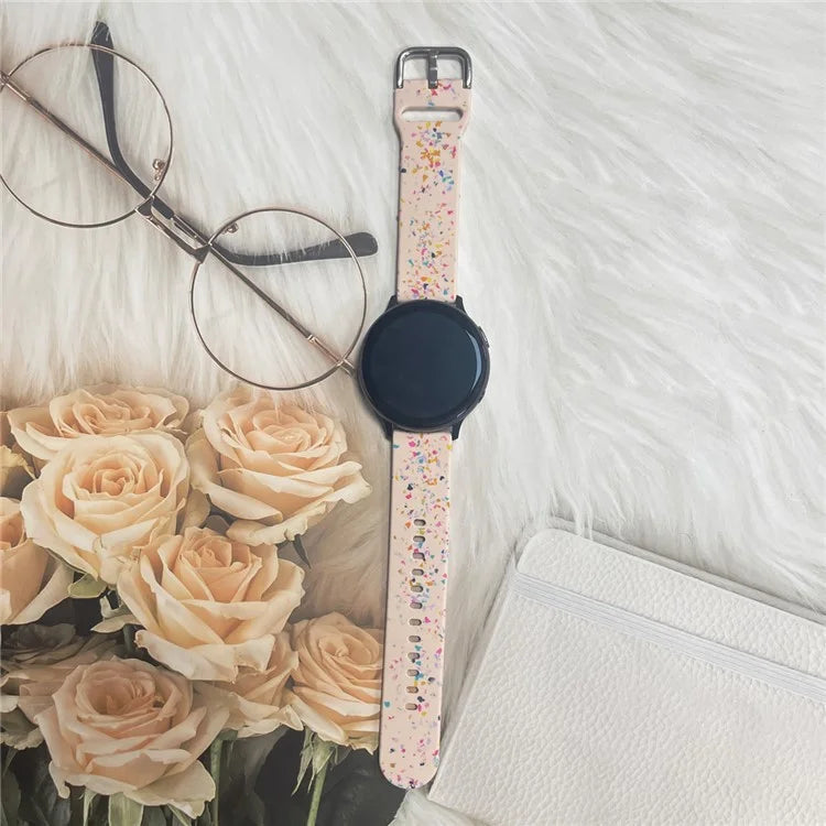 For Samsung Galaxy Watch3 41mm / Huawei Watch GT 2 42mm Replacement Band 20mm Silicone Pattern Watch Strap