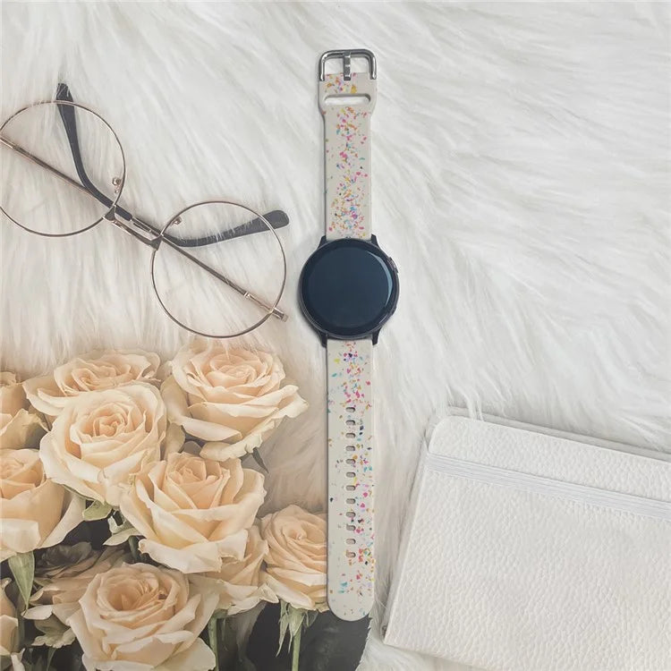 For Samsung Galaxy Watch3 41mm / Huawei Watch GT 2 42mm Replacement Band 20mm Silicone Pattern Watch Strap
