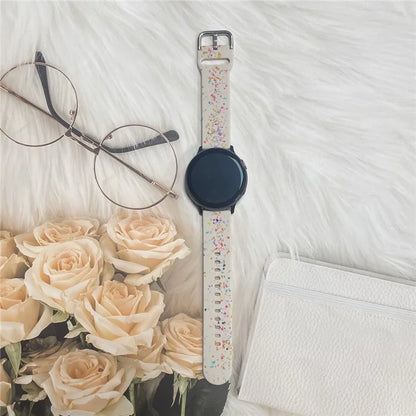 For Samsung Galaxy Watch3 41mm / Huawei Watch GT 2 42mm Replacement Band 20mm Silicone Pattern Watch Strap