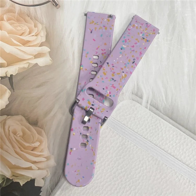 For Samsung Galaxy Watch3 41mm / Huawei Watch GT 2 42mm Replacement Band 20mm Silicone Pattern Watch Strap
