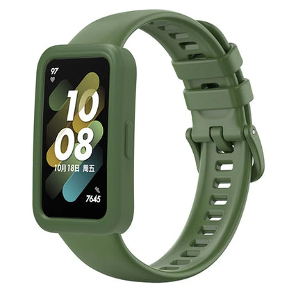 Wrist Strap for Huawei Band 8 , Silicone Sport Watch Band with Protective Coverish Green