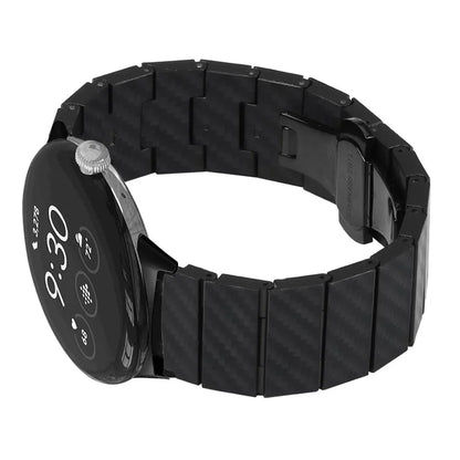 For Google Pixel Watch / Pixel Watch 2 Watch Band with Connector Carbon Fiber Texture Metal Watch Strap