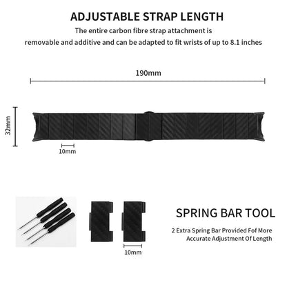 For Google Pixel Watch / Pixel Watch 2 Watch Band with Connector Carbon Fiber Texture Metal Watch Strap