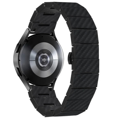For Samsung Galaxy Watch Active / Watch Active2 44mm / Active2 40mm Watch Strap Carbon Fiber Texture 20mm Metal Watchband