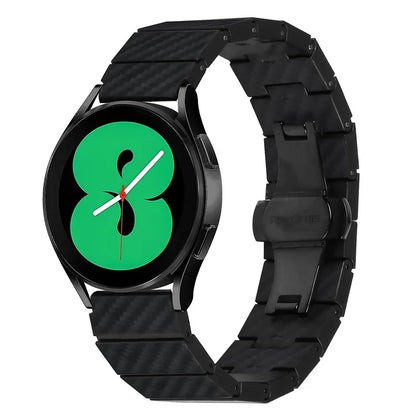 For Samsung Galaxy Watch Active / Watch Active2 44mm / Active2 40mm Watch Strap Carbon Fiber Texture 20mm Metal Watchband