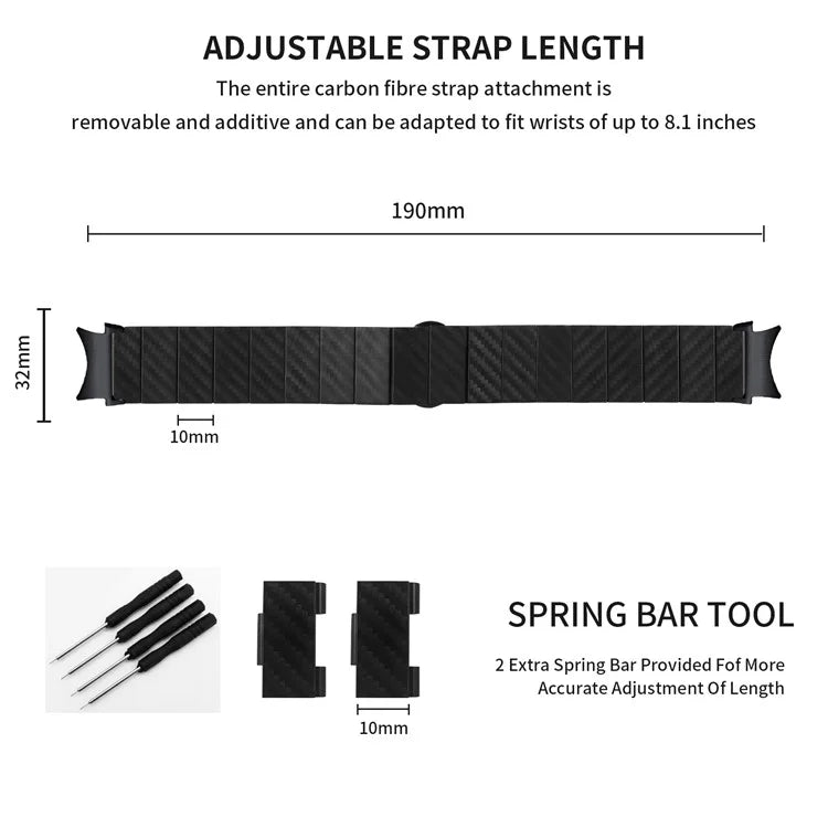 Watch Band for Samsung Galaxy Watch4 / Watch4 Classic / Watch4 Active / Watch 5 / Watch 5 Active Carbon Fiber Texture Strap with Connector