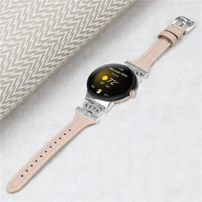 For Google Pixel Watch / Watch 2 Silver Buckle Genuine Cowhide Leather Band Crown Watch Strap