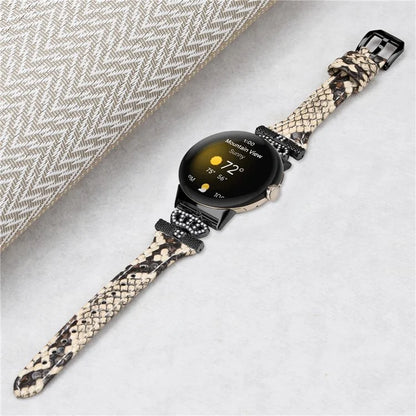 For Google Pixel Watch / Watch 2 Black Buckle Watch Strap Crown Rhinestone Connector Wrist Band