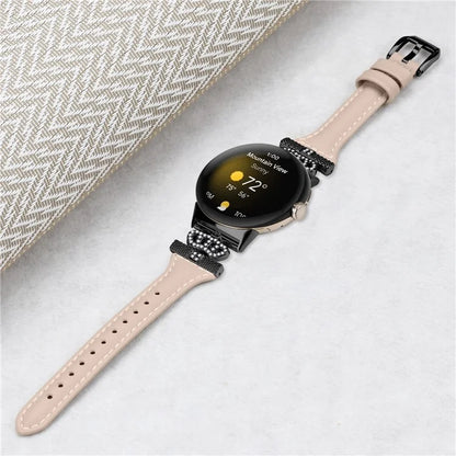 For Google Pixel Watch / Watch 2 Black Buckle Watch Strap Crown Rhinestone Connector Wrist Band
