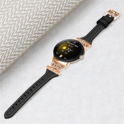 For Google Pixel Watch / Watch 2 Rose Gold Buckle Watch Band Strap with Crown-Shape Connector