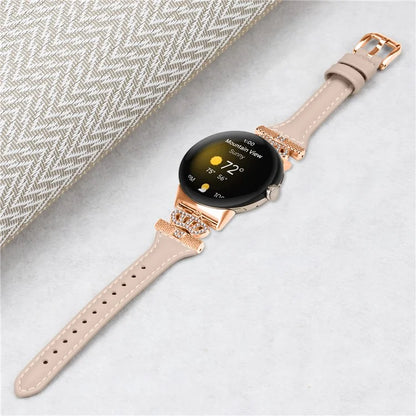 For Google Pixel Watch / Watch 2 Rose Gold Buckle Watch Band Strap with Crown-Shape Connector