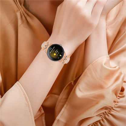 For Google Pixel Watch / Watch 2 Rose Gold Buckle Watch Band Strap with Crown-Shape Connector