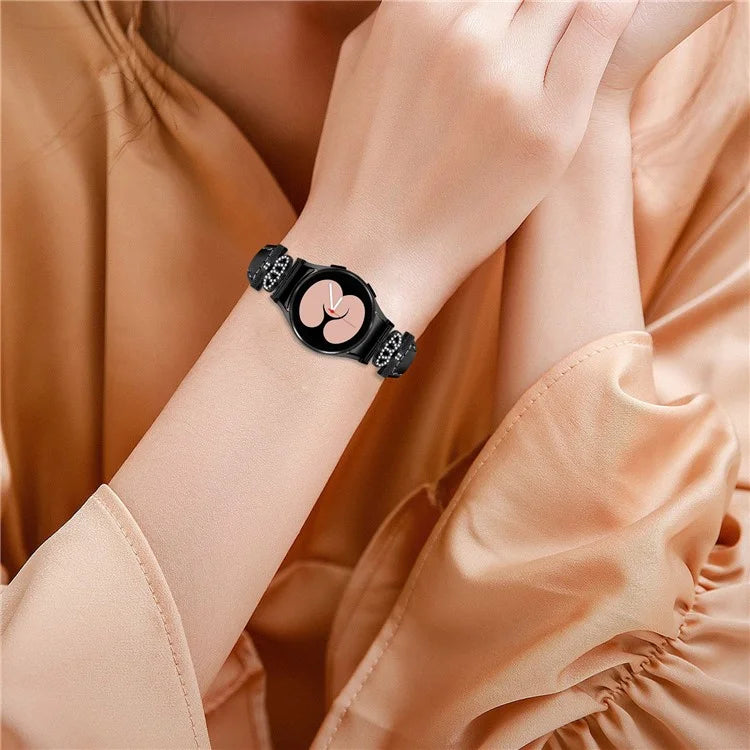 For Samsung Galaxy Watch6 44mm / Watch6 Classic 43mm / 47mm Leather Watchband Black Buckle Watch Strap