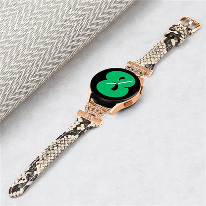 For Samsung Galaxy Watch3 41mm / Watch4 40 / 44mm / Watch 5 40 / 44mm / Watch4 Classic 42 / 46mm Watch Strap Rose Gold Buckle 20mm Watchband