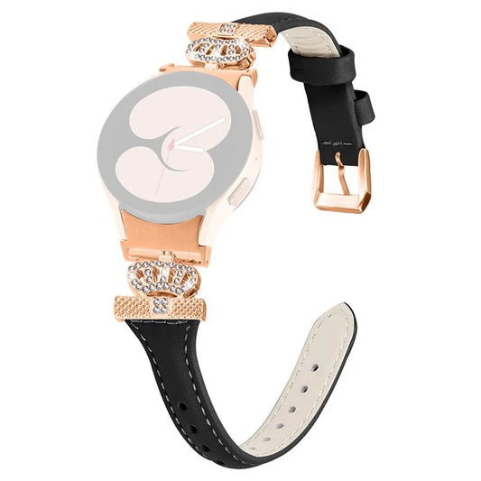 Rose Gold Buckle Strap for Samsung Galaxy Watch4  /  Watch5  /  Watch4 Classic  /  Watch4 Active  /  Watch5 Active Watchband Rhinestone Crown Strap