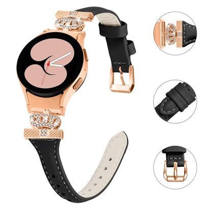 Rose Gold Buckle Strap for Samsung Galaxy Watch4  /  Watch5  /  Watch4 Classic  /  Watch4 Active  /  Watch5 Active Watchband Rhinestone Crown Strap
