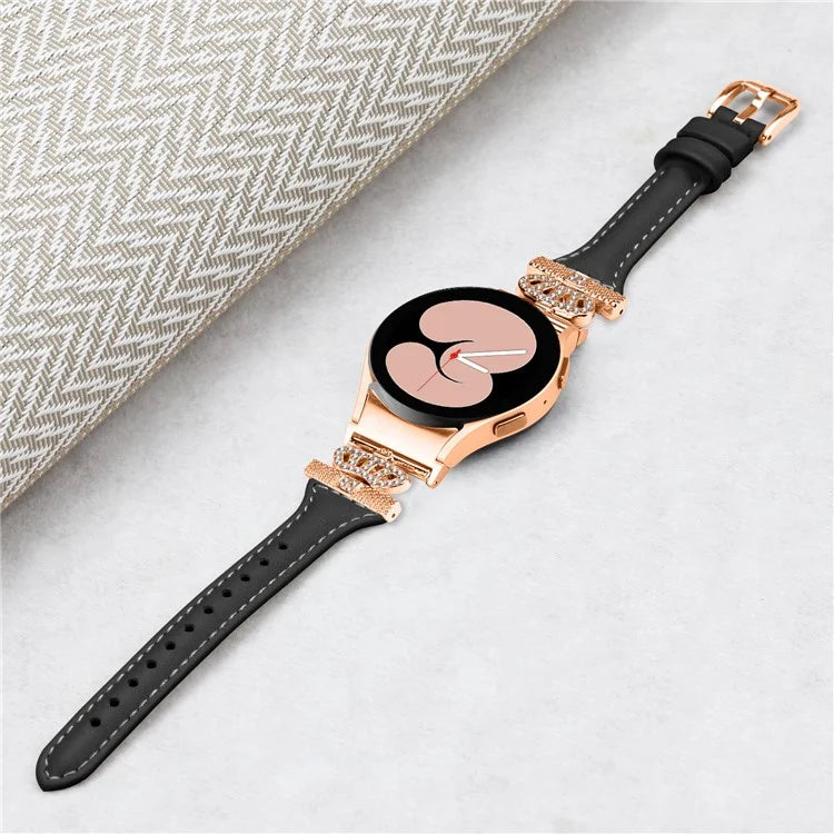 Rose Gold Buckle Strap for Samsung Galaxy Watch4  /  Watch5  /  Watch4 Classic  /  Watch4 Active  /  Watch5 Active Watchband Rhinestone Crown Strap